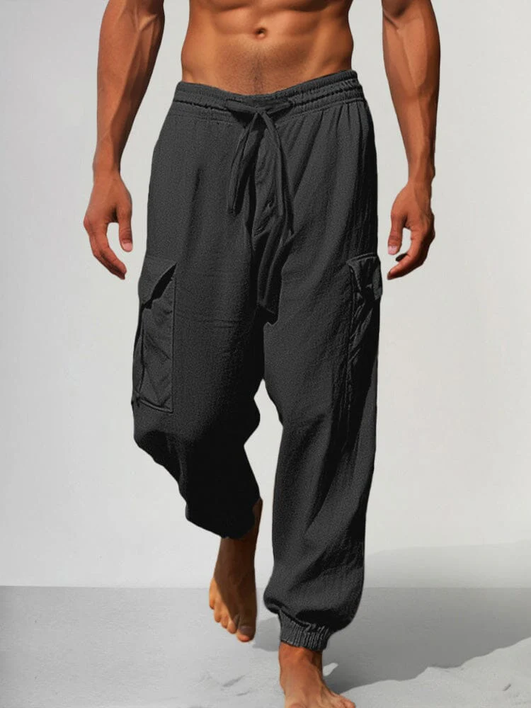 Multi Pockets Cotton Linen Pants - Image 4