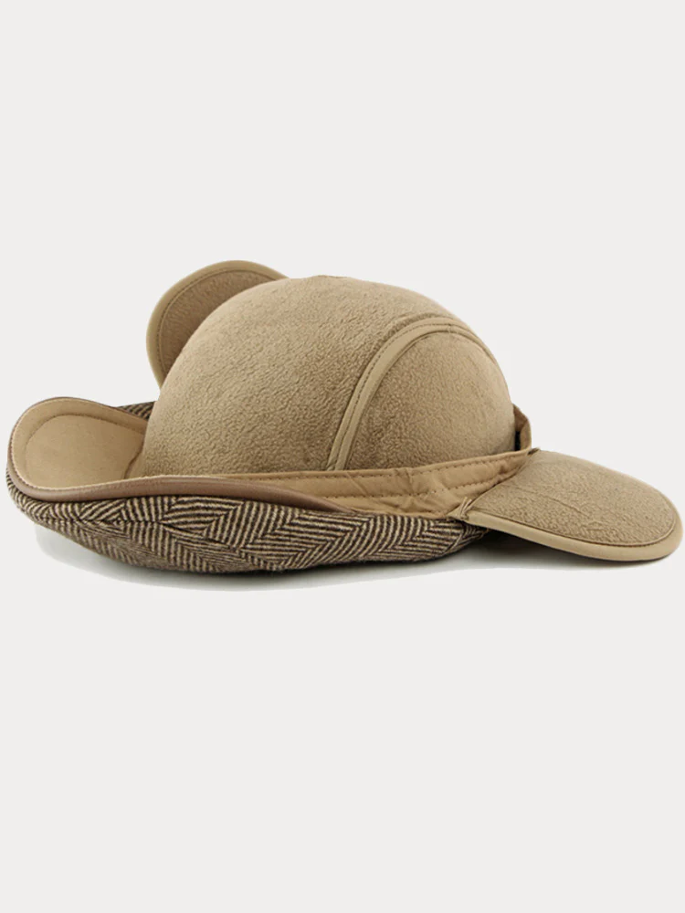 Outdoor Herringbone Ear Protection Warm Flat Cap - Image 10
