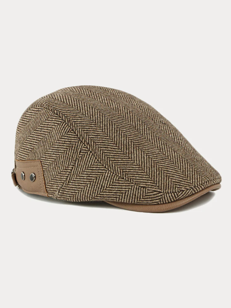 Outdoor Herringbone Ear Protection Warm Flat Cap - Image 12