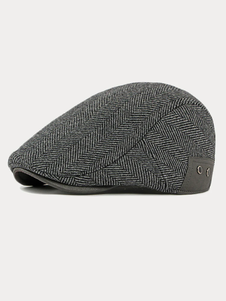 Outdoor Herringbone Ear Protection Warm Flat Cap - Image 2
