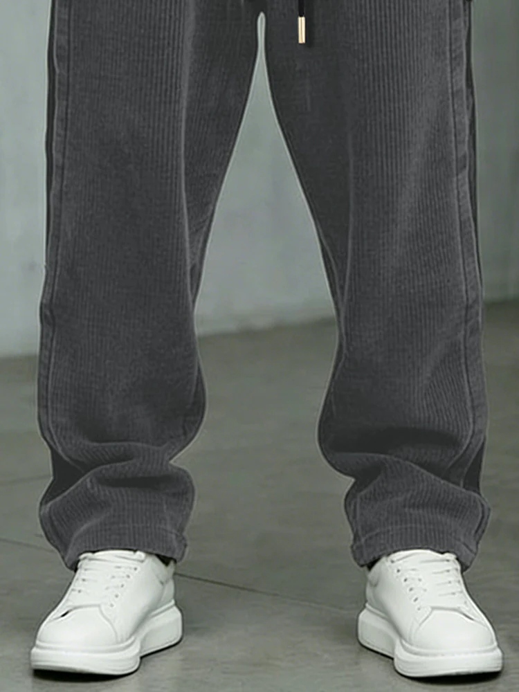 Premium Elastic Waist Drawstring Corduroy Pants - Image 5