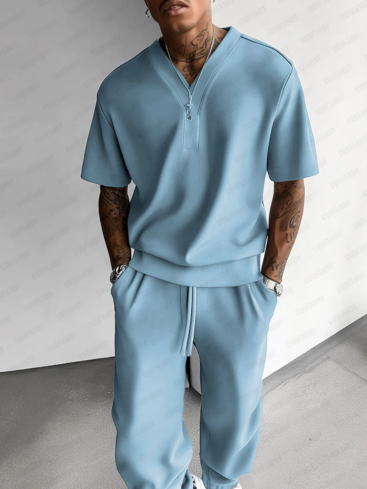 Premium Solid T-Shirt Pants Set - Image 5