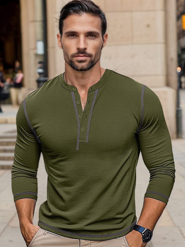 Regular Fit Cotton Henley Shirt - Image 2
