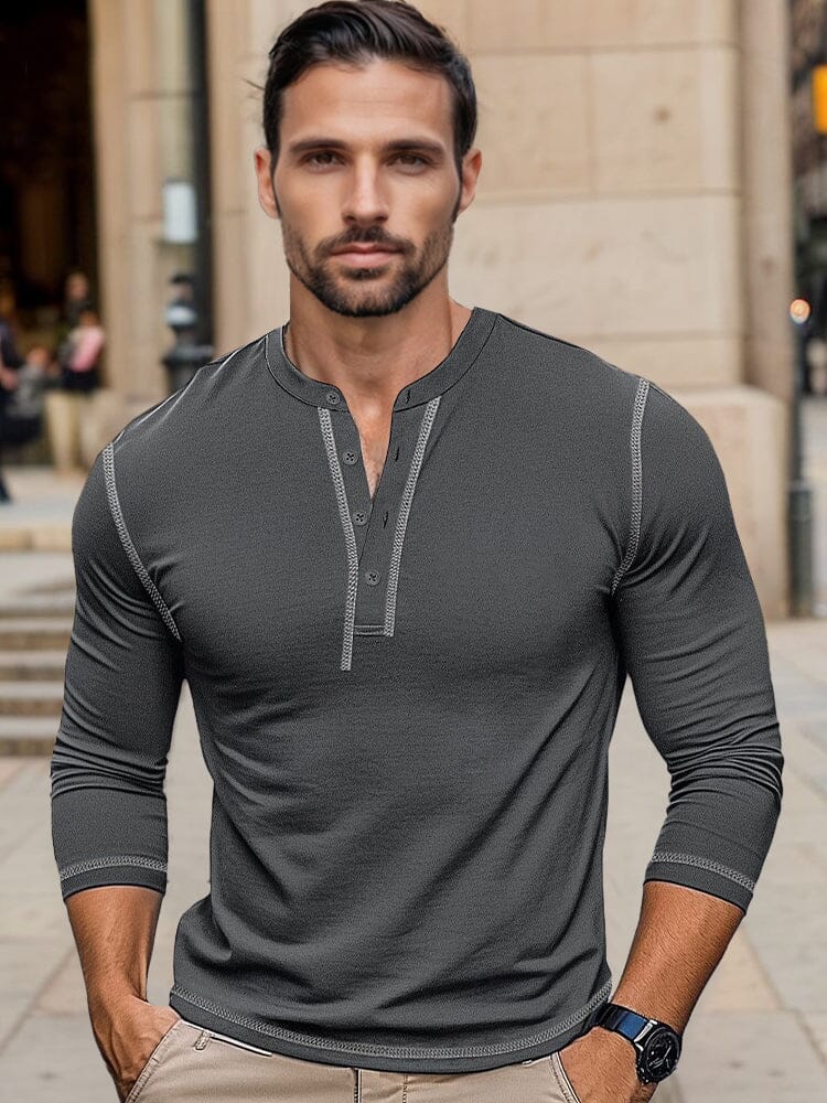 Regular Fit Cotton Henley Shirt - Image 4