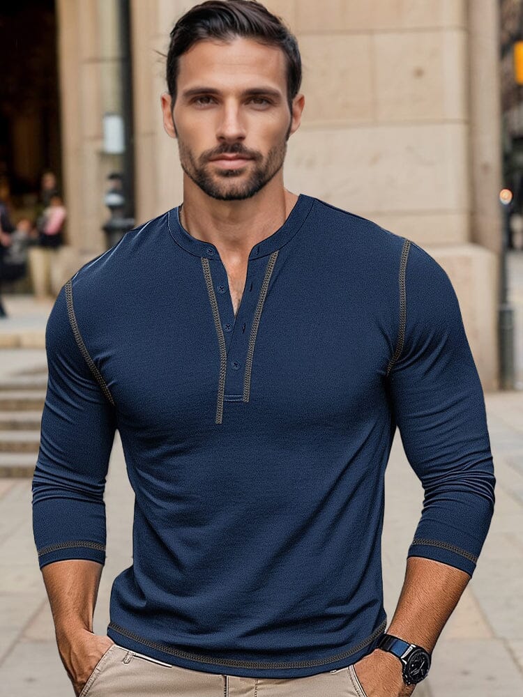 Regular Fit Cotton Henley Shirt - Image 5