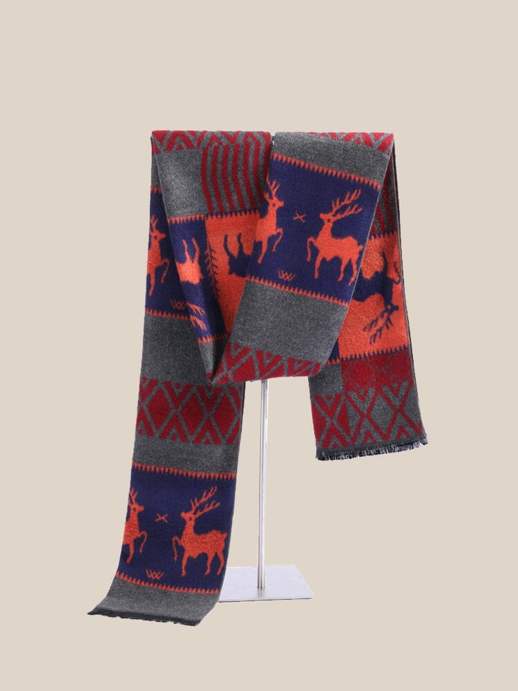 Reindeer Pattern 100% Cotton Scarf - Image 2
