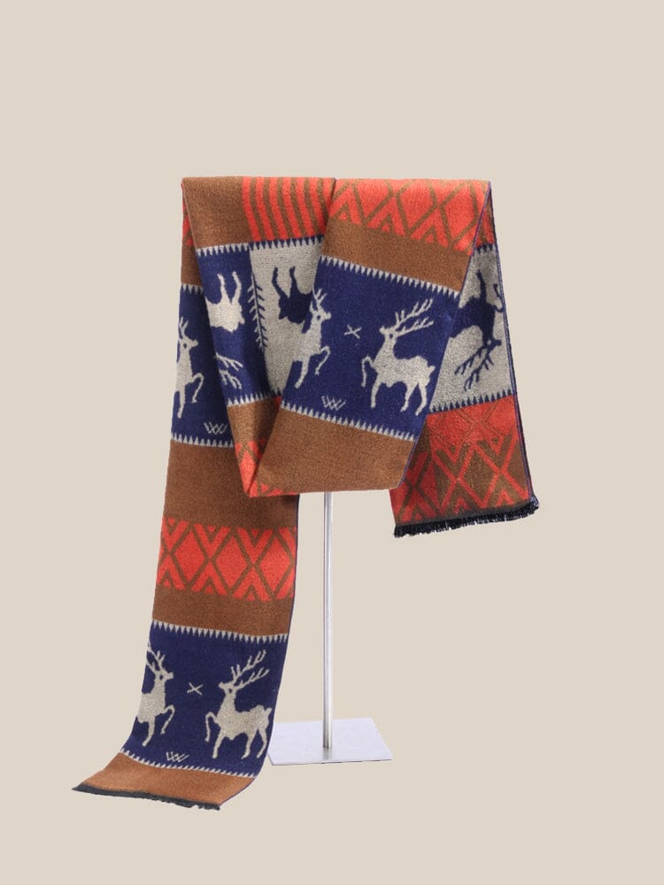 Reindeer Pattern 100% Cotton Scarf - Image 3