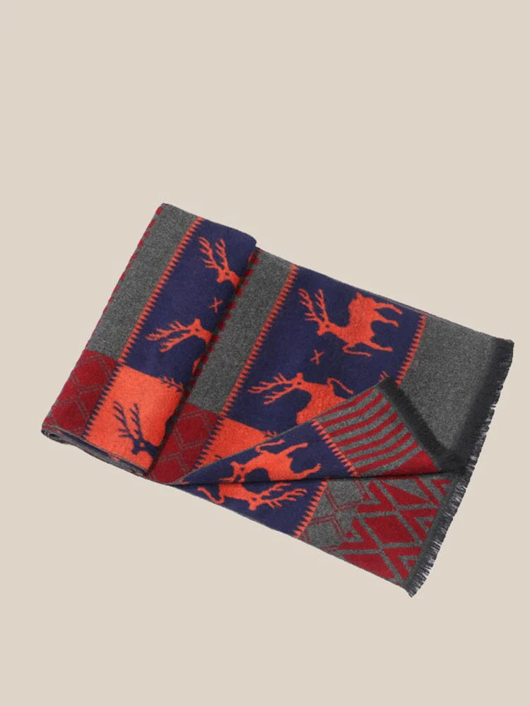 Reindeer Pattern 100% Cotton Scarf - Image 4