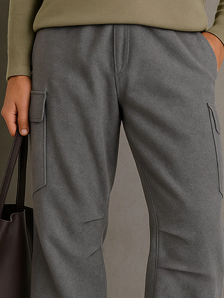 Relaxed Fit Tweed Cargo Pants - Image 3