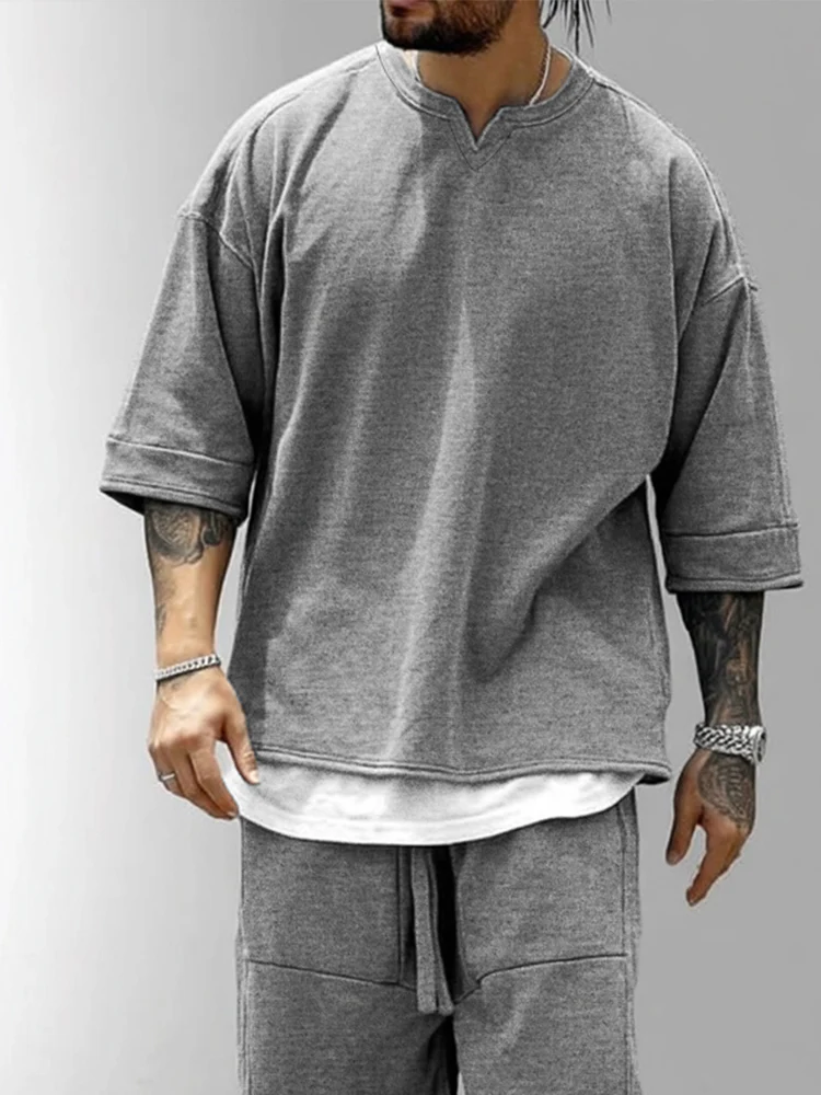 Relaxed Stylish Fake 2-Piece T-Shirt Set - Image 3