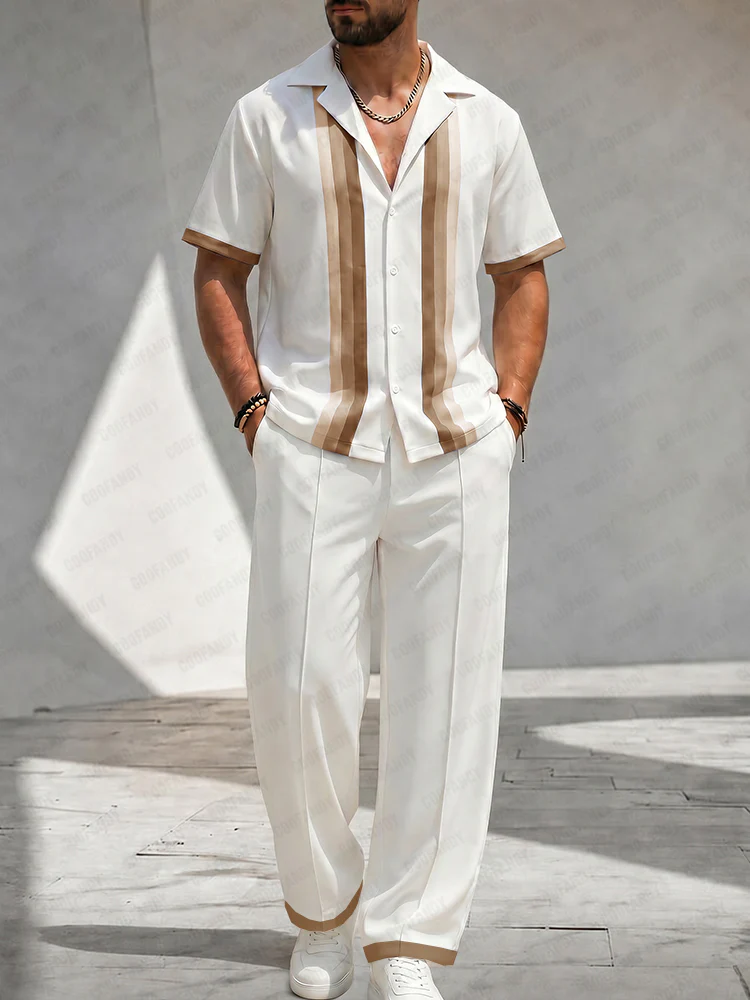 Resort Loose Fit Gradient Stripes Matching Sets - Image 2