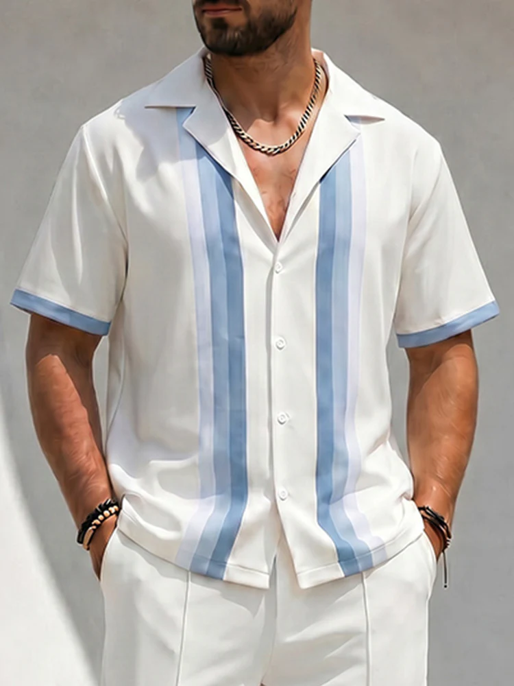 Resort Loose Fit Gradient Stripes Matching Sets - Image 3