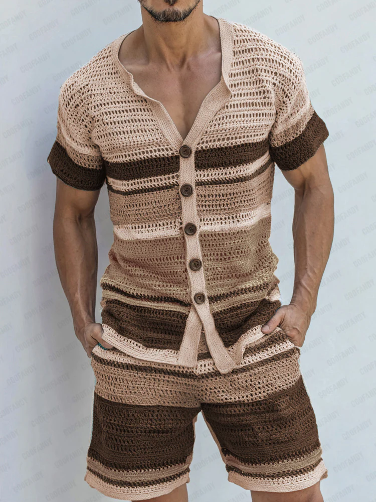 Resort Style Stripe Knit Casual Set - Image 2
