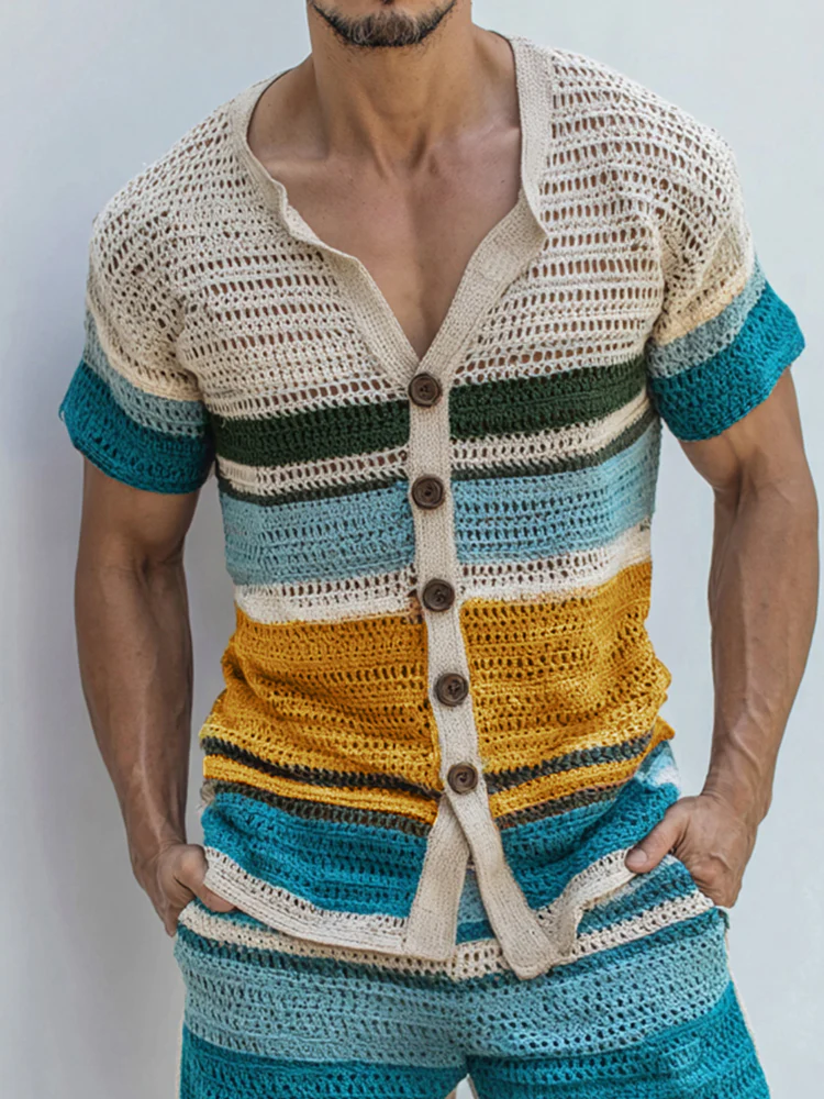 Resort Style Stripe Knit Casual Set - Image 3