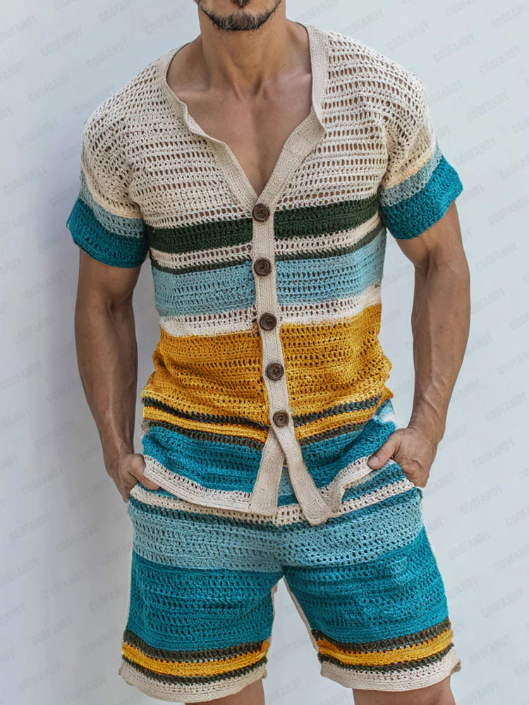 Resort Style Stripe Knit Casual Set - Image 5