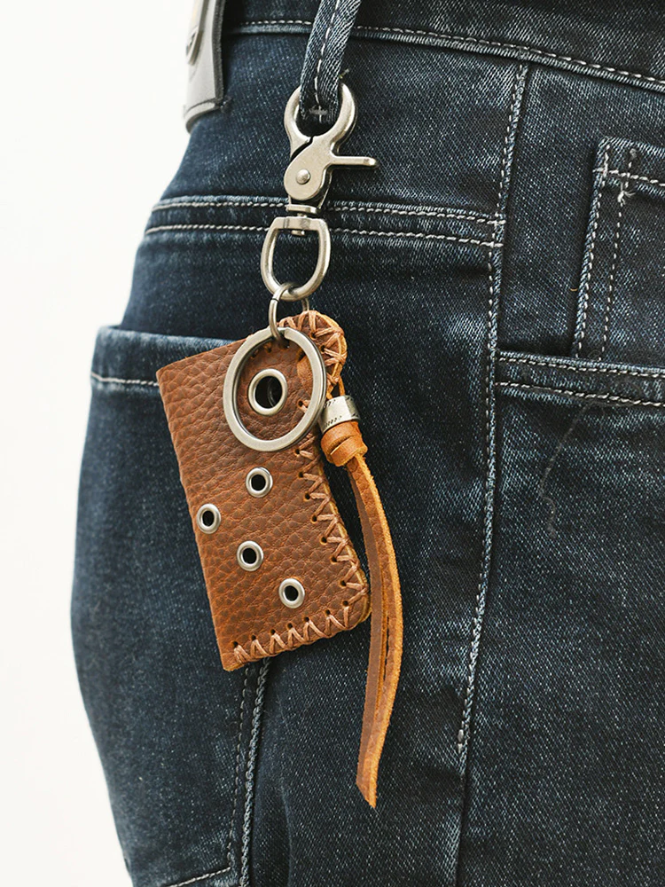Retro Design Lighter Leather Case Keychain - Image 4