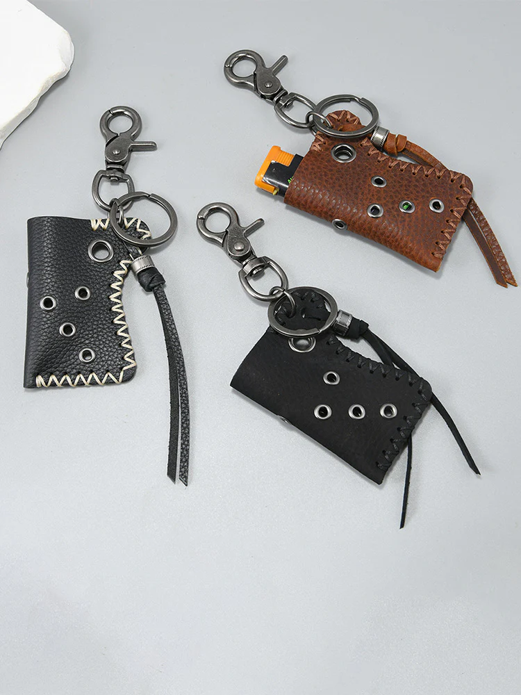 Retro Design Lighter Leather Case Keychain - Image 7