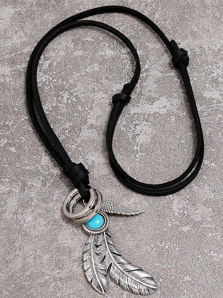 Retro Feather Pendant Necklace - Image 4