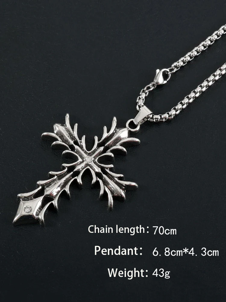 Retro Gothic Thorn Cross Necklace - Image 2