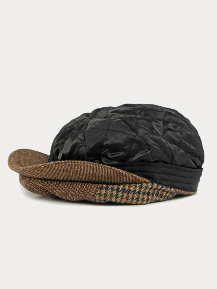 Retro Herringbone Patchwork Newsboy Cap - Image 8