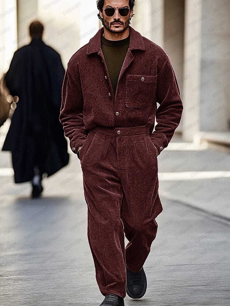 Retro Style Corduroy 2-Piece Set - Image 2