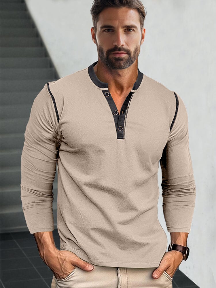 Retro Style Versatile Henley Shirt - Image 2