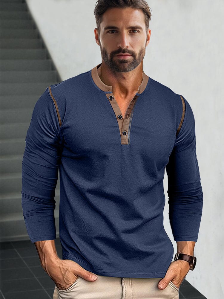 Retro Style Versatile Henley Shirt - Image 6