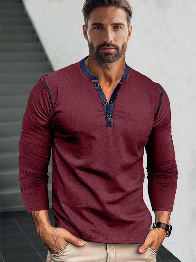 Retro Style Versatile Henley Shirt - Image 8