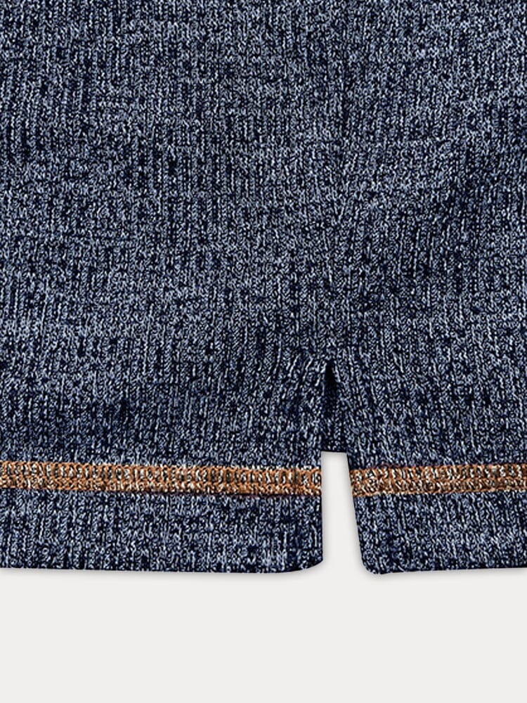 Ribbed Contrast Drawstring Henley Shirt - Image 8