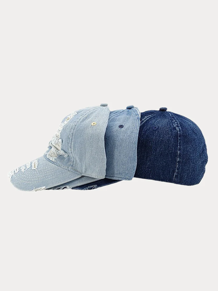 Ripped Distressed Denim Baseball Cap - Image 6