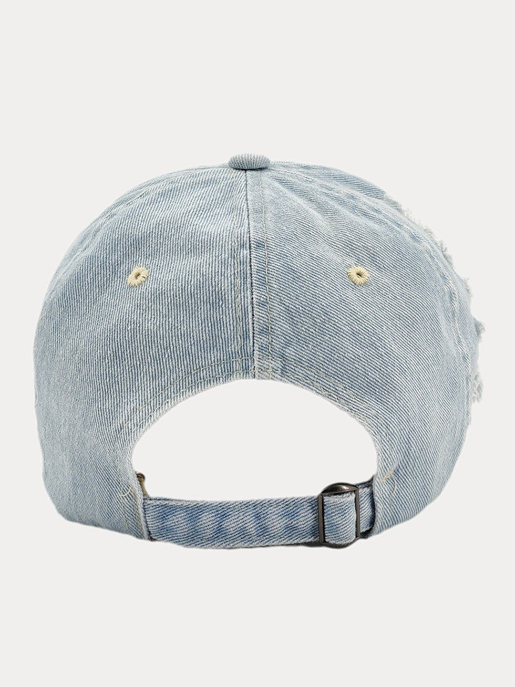 Ripped Distressed Denim Baseball Cap - Image 9