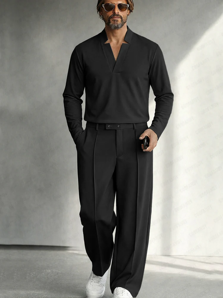 Semi Formal V-neck Top and Pants Set - Image 2