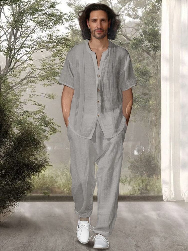 Simple 100% Cotton Shirt Pants Set - Image 2