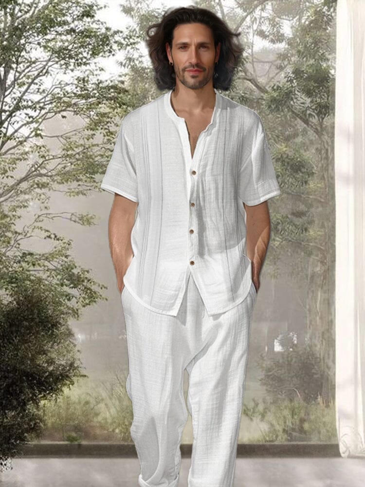 Simple 100% Cotton Shirt Pants Set - Image 3
