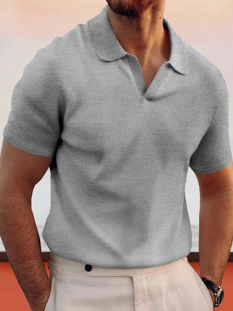 Simple Breathable Lapel Waffle Shirt - Image 2