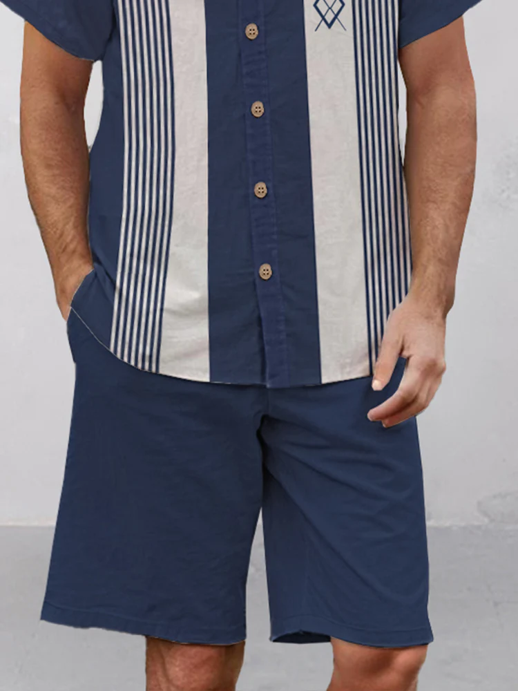 Simple Chic Colorblock Shirt Shorts Set - Image 5