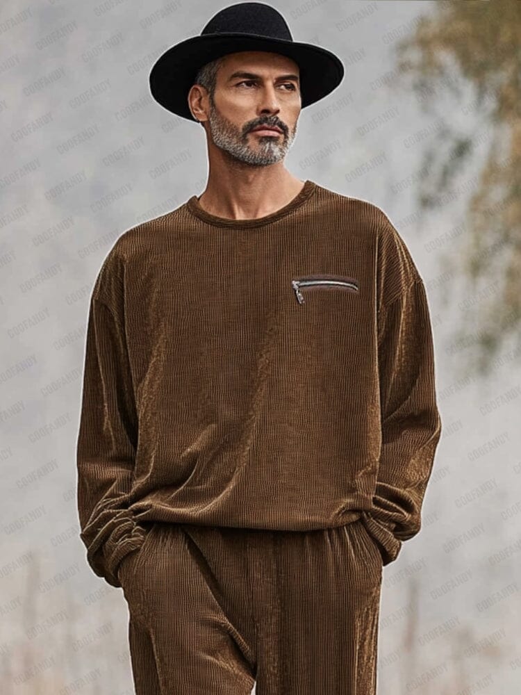 Simple Corduroy 2-Piece Outfits - Image 3