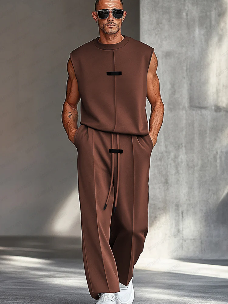 Simple Sharp Tank Top Pants Set