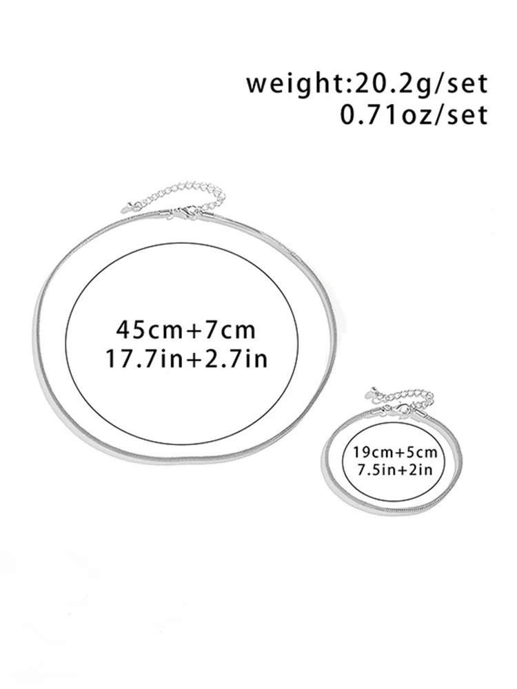 Simple Snake Chain Necklace and Bracelet Set - Image 6