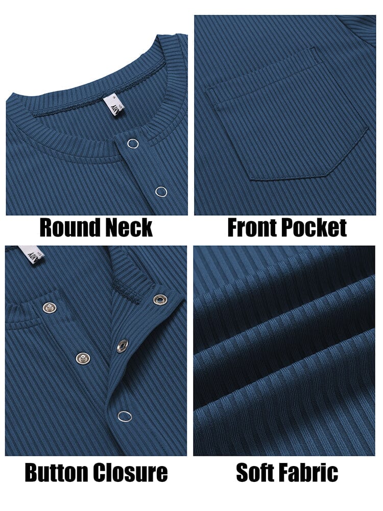 Simple Stretch Ribbed Henley Shirt (US Only) - Image 11