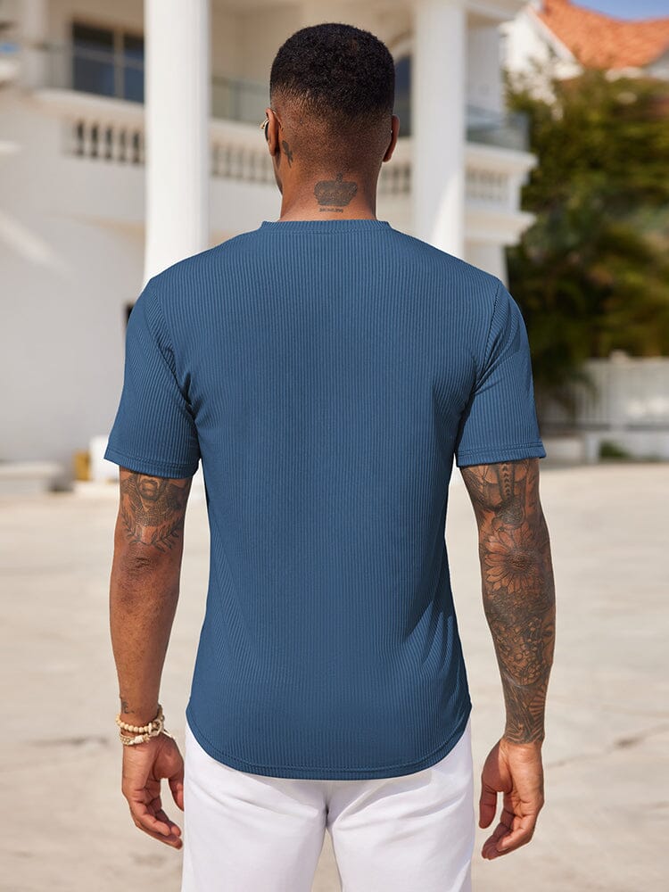 Simple Stretch Ribbed Henley Shirt (US Only) - Image 13