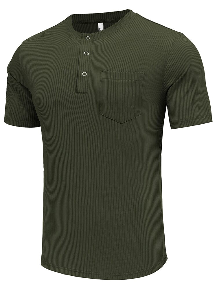 Simple Stretch Ribbed Henley Shirt (US Only) - Image 4