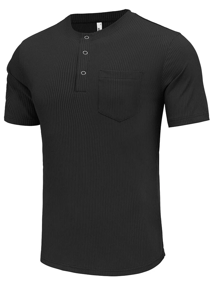 Simple Stretch Ribbed Henley Shirt (US Only) - Image 5