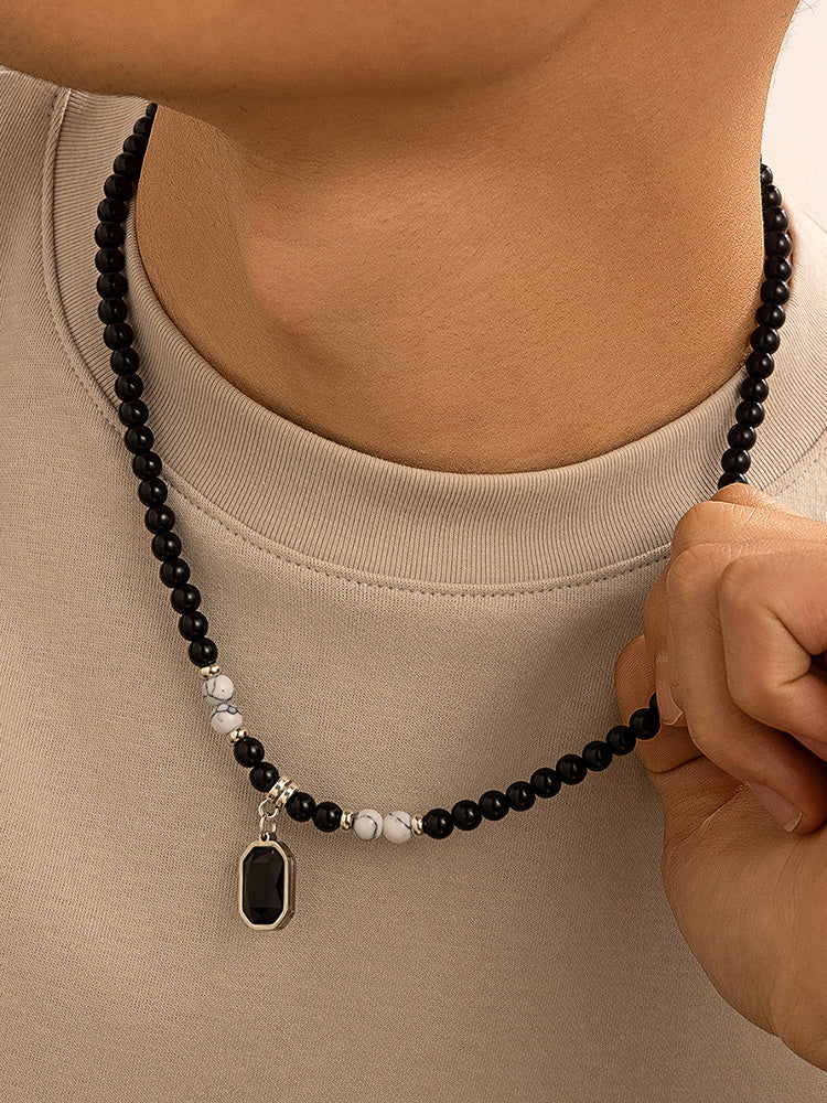Simple Tiger Stone Beads Pendant Necklace - Image 4
