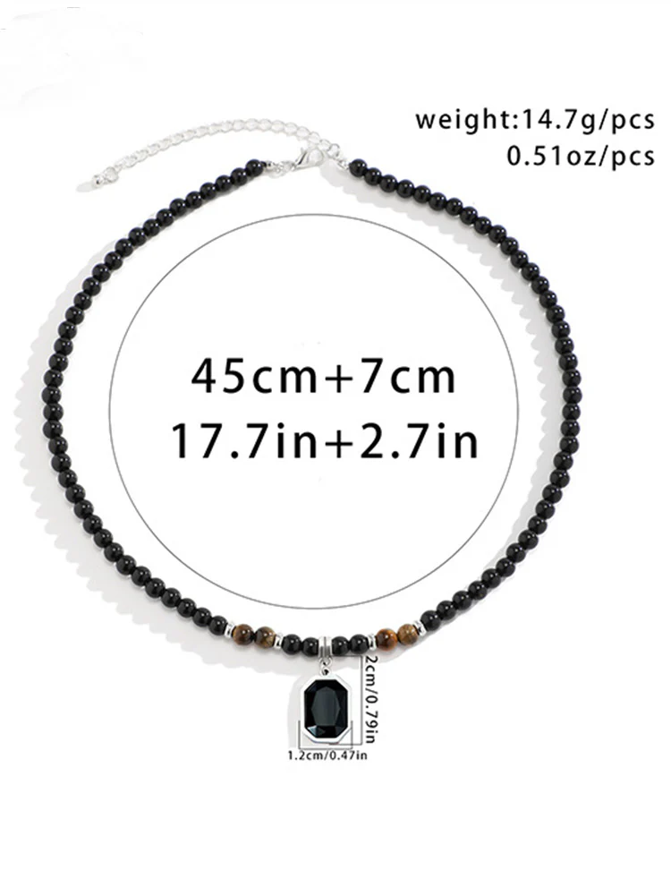Simple Tiger Stone Beads Pendant Necklace - Image 9