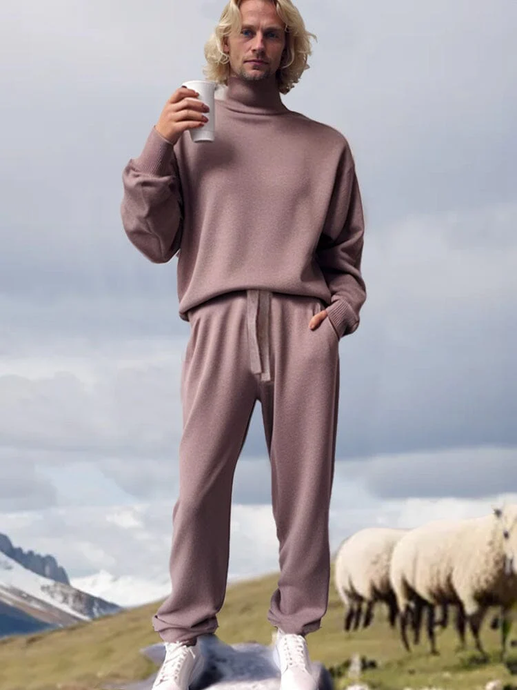 Simple Turtleneck Leisure 2-Piece Outfit - Image 2