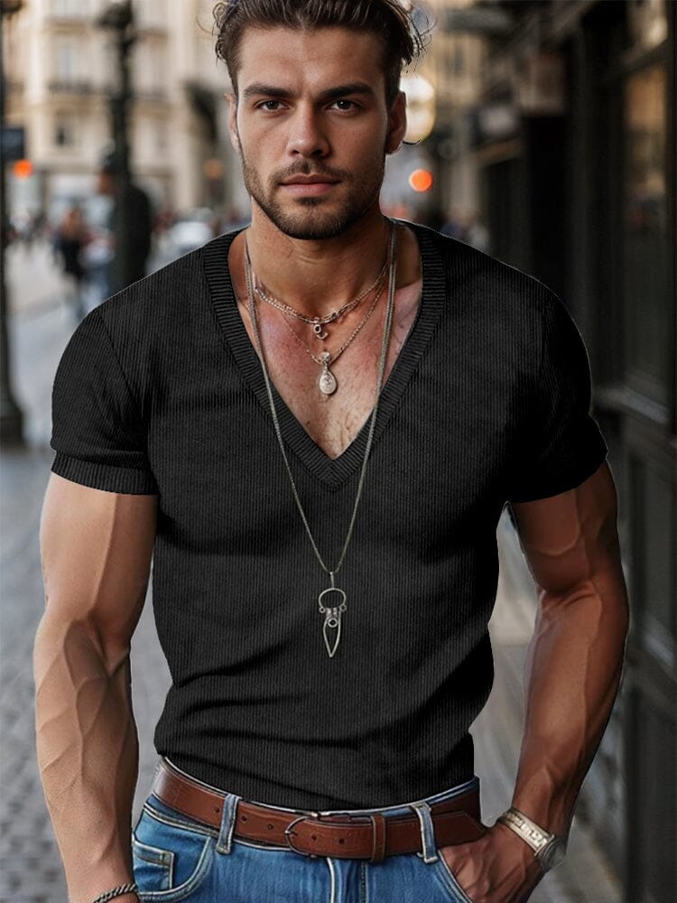 Simple V-Neck Corduroy Top - Image 3