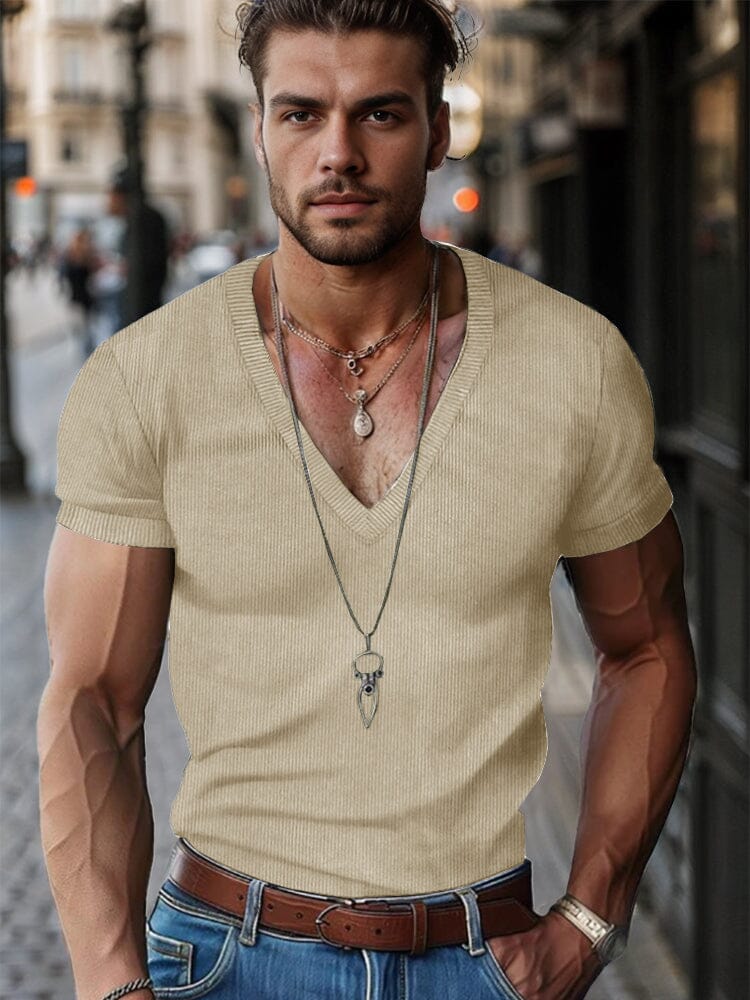 Simple V-Neck Corduroy Top - Image 4