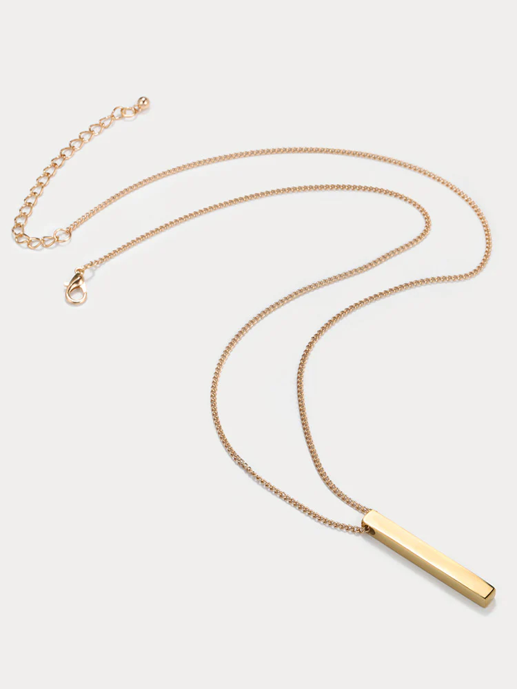 Simple Vertical Bar Pendant Necklace