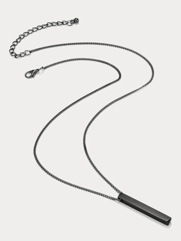 Simple Vertical Bar Pendant Necklace - Image 2